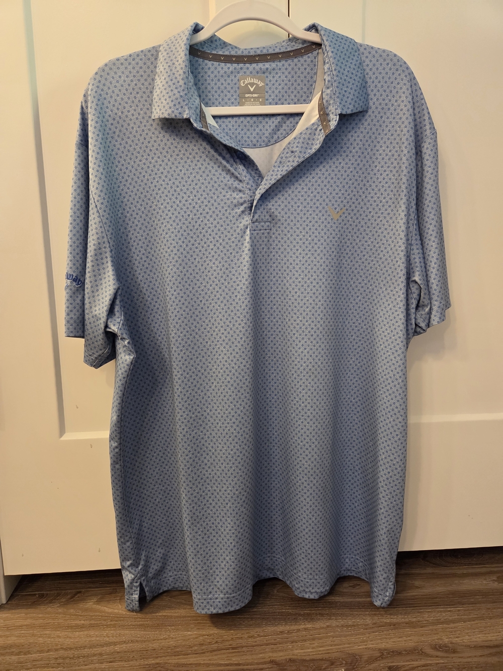 Callaway Opti-Dri Sky Blue Micro-Pattern Performance Short Sleeve Polo